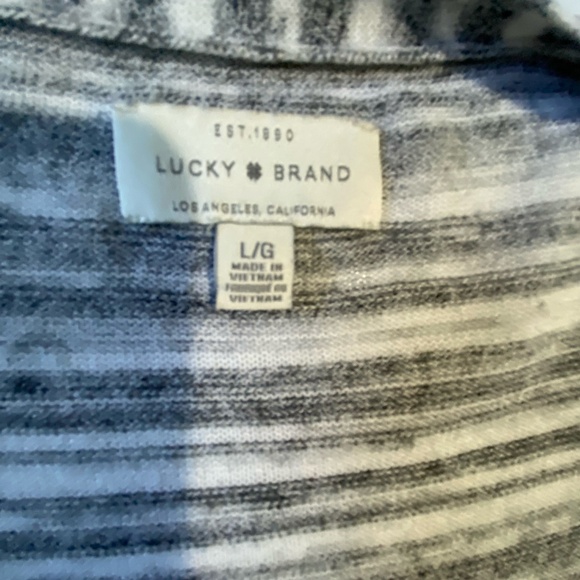 Lucky Brand Women's Gray/White Long Open Lightweight Duster Cardigan. Sz L - Picture 13 of 15